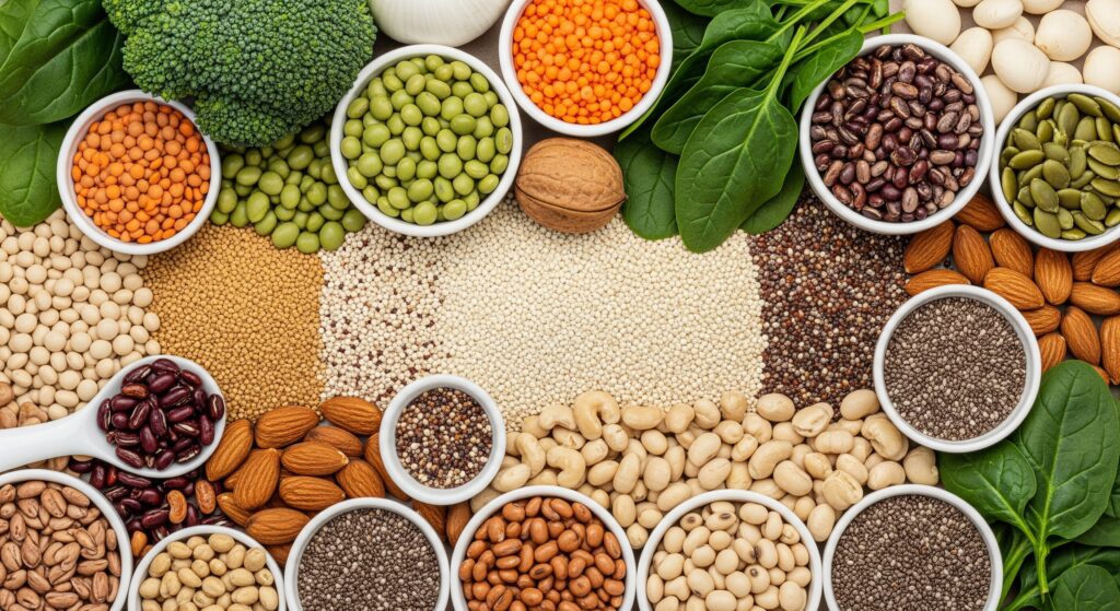 Proteína derivada de fuentes vegetales como legumbres, cereales, frutos secos y semillas. Es esencial en dietas veganas para cubrir las necesidades proteicas.